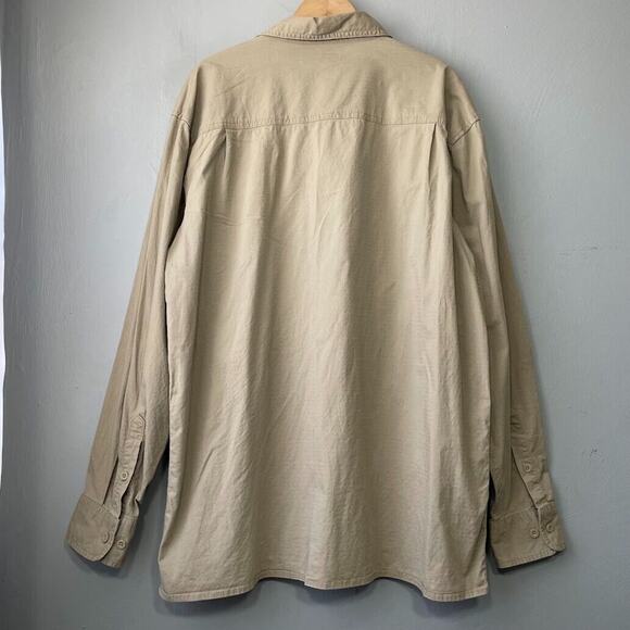 Dickies Mens Size XL Tan Khaki Button Up Ripstop Shirt Utility Workwear Casual - Picture 4 of 9